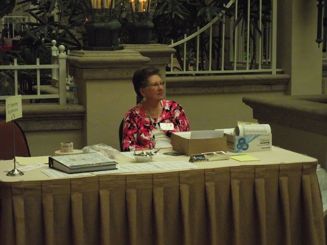 (18) Sue Gass at registration table